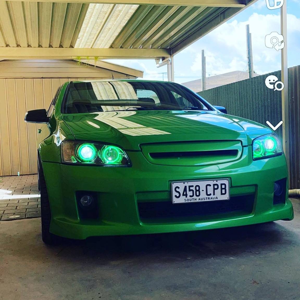 Holden VE Series 1 Headlights Green angel eye halo lights by Spectrum Angel Eyes