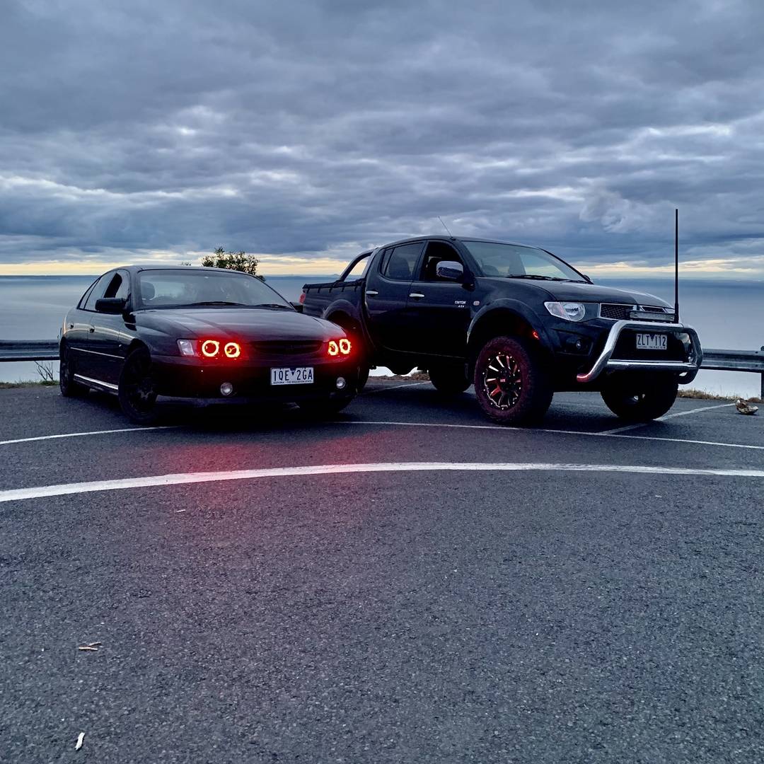 Holden VY SS Headlights Red LED angel eye halo lights by Spectrum Angel Eyes