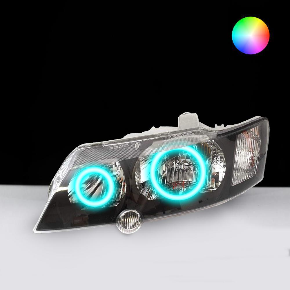 Holden VY SS Headlights Cyan angel eye halo lights by Spectrum Angel Eyes