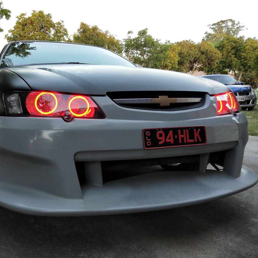 Holden VY SS Headlights Red angel eye halo lights by Spectrum Angel Eyes