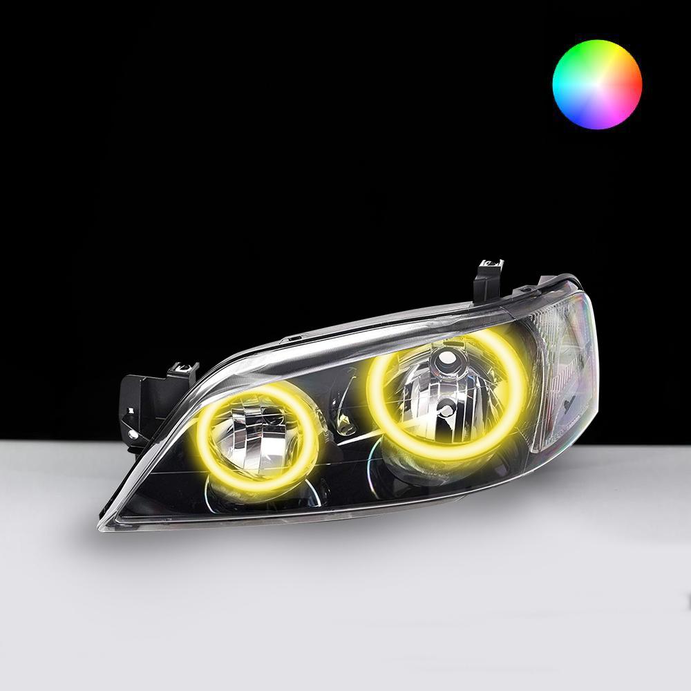 Ford BA BF XT Headlights with blue LED angel eye halo lights by Spectrum