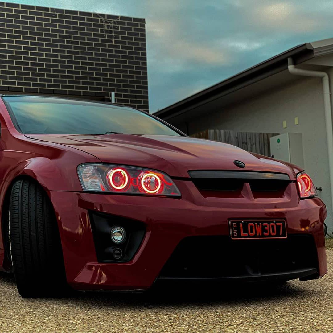 Holden VE HSV E1 E2 E3 Headlights with red LED angel eye halo lights by Spectrum