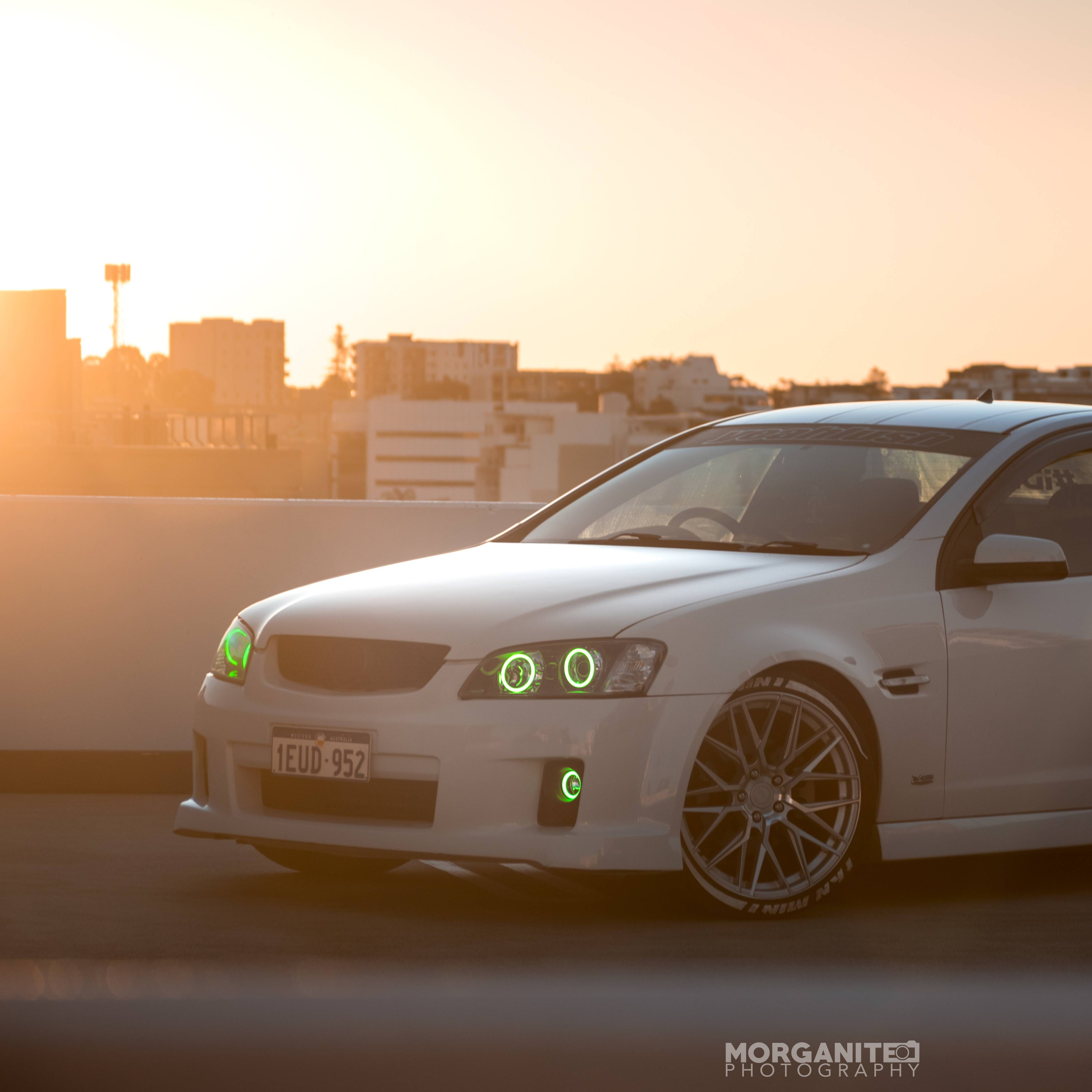 Holden VE Series 1 Headlights Lime angel eye halo lights by Spectrum Angel Eyes