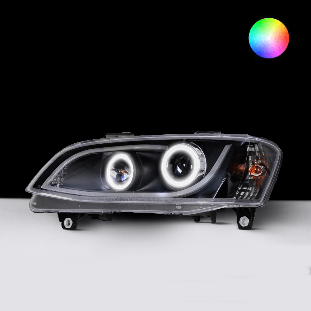 Holden VE Series 2 Black DRL Headlights with white LED angel eye halo lights by Spectrum
