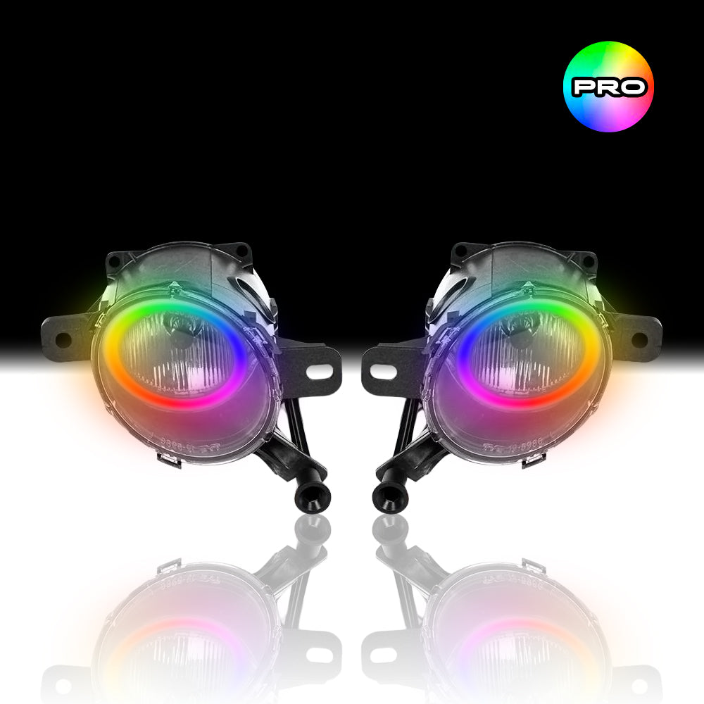 Custom RGB angel eye fog lights for Holden VF Commodore with RGBW colour-changing halo rings by Spectrum