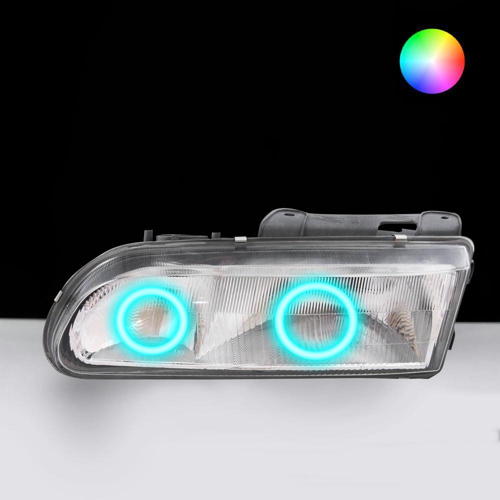 Holden VS Headlights with cyan LED angel eye halo lights by Spectrum
