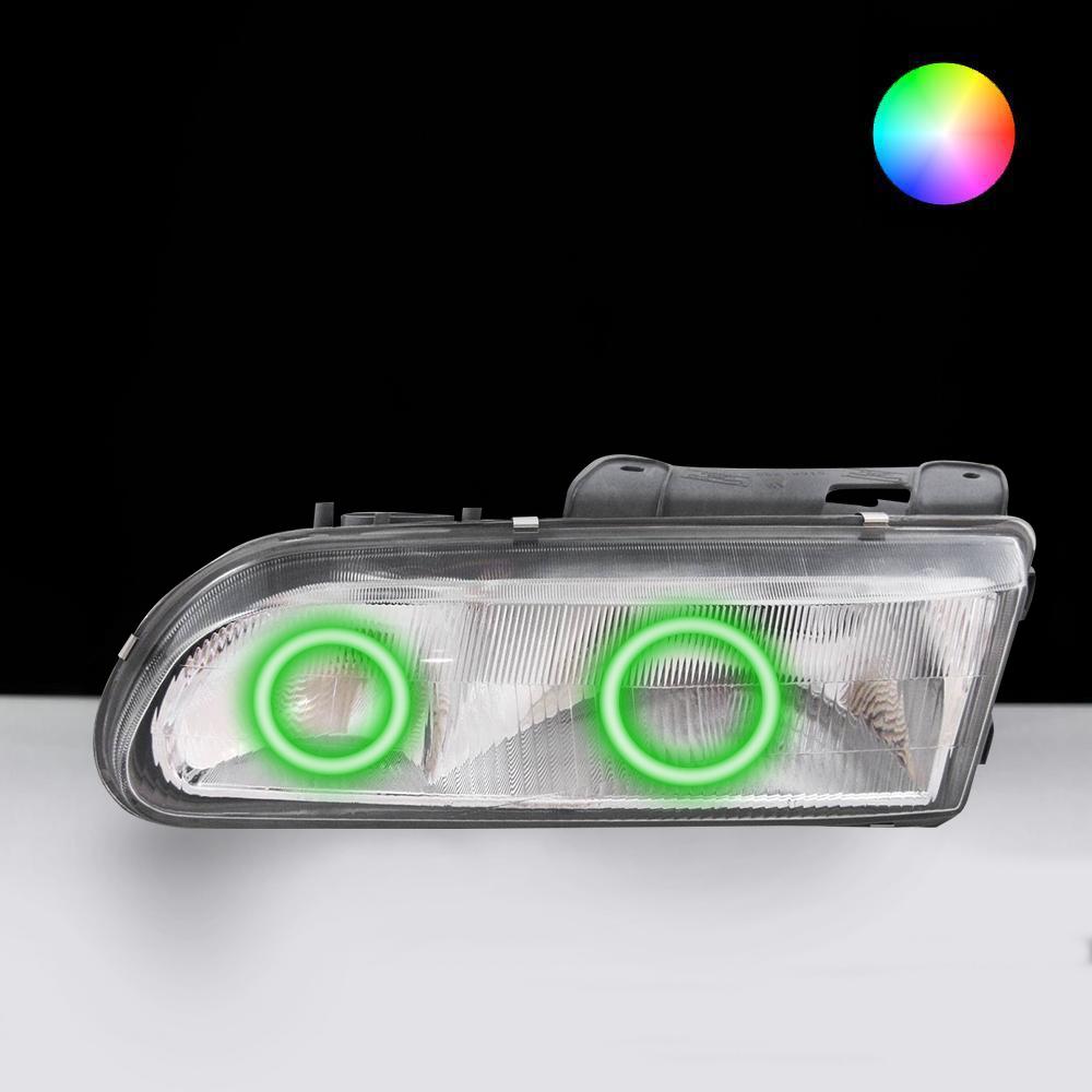 Holden VS Headlights with green LED angel eye halo lights by Spectrum