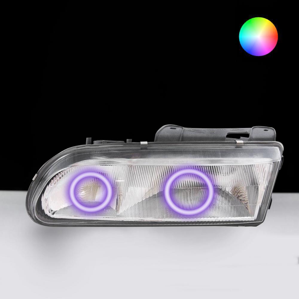 Holden VS Headlights with purple LED angel eye halo lights by Spectrum