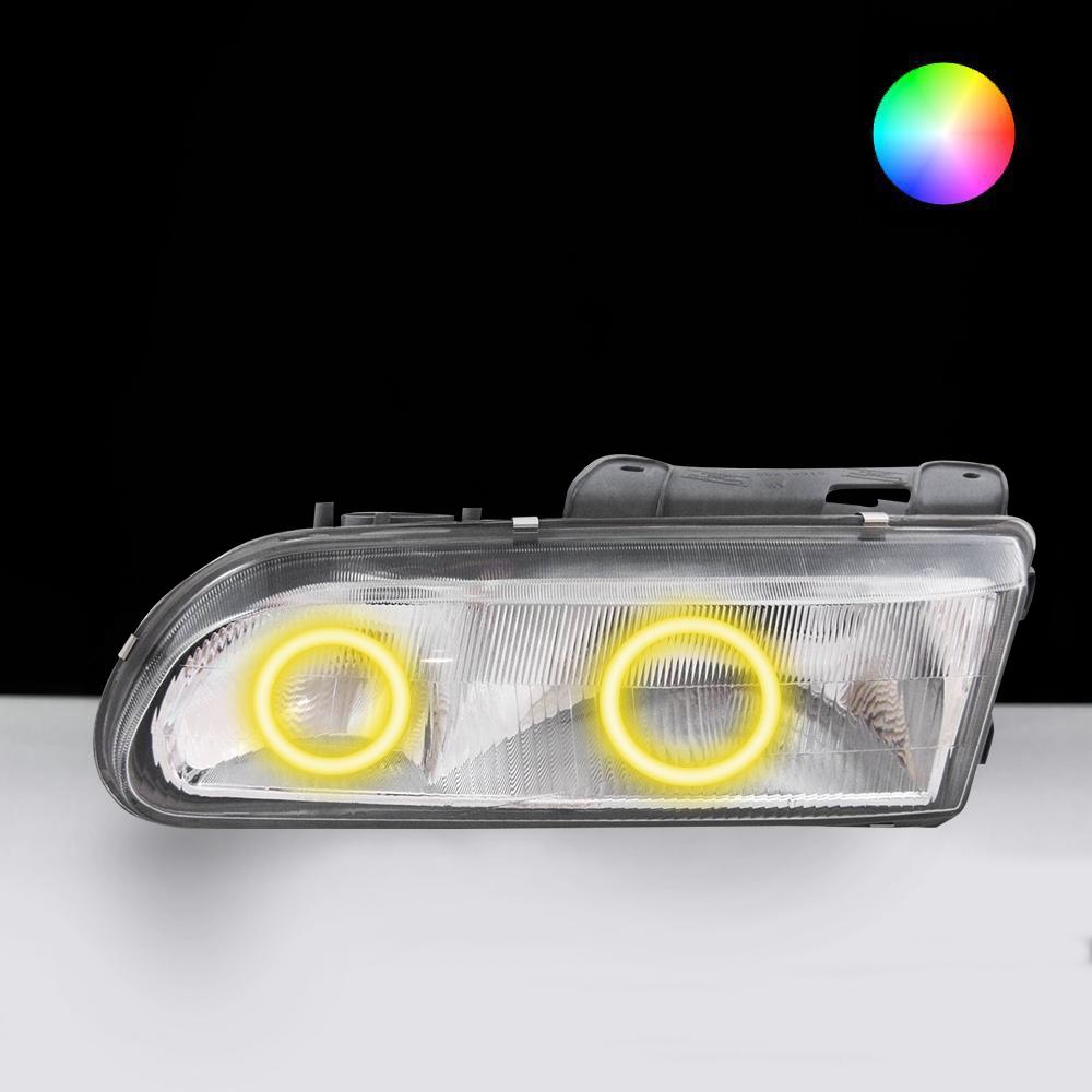Holden VS Headlights with yellow LED angel eye halo lights by Spectrum