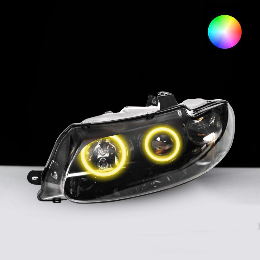 Holden VT Altezza Headlights with yellow LED angel eye halo lights by Spectrum