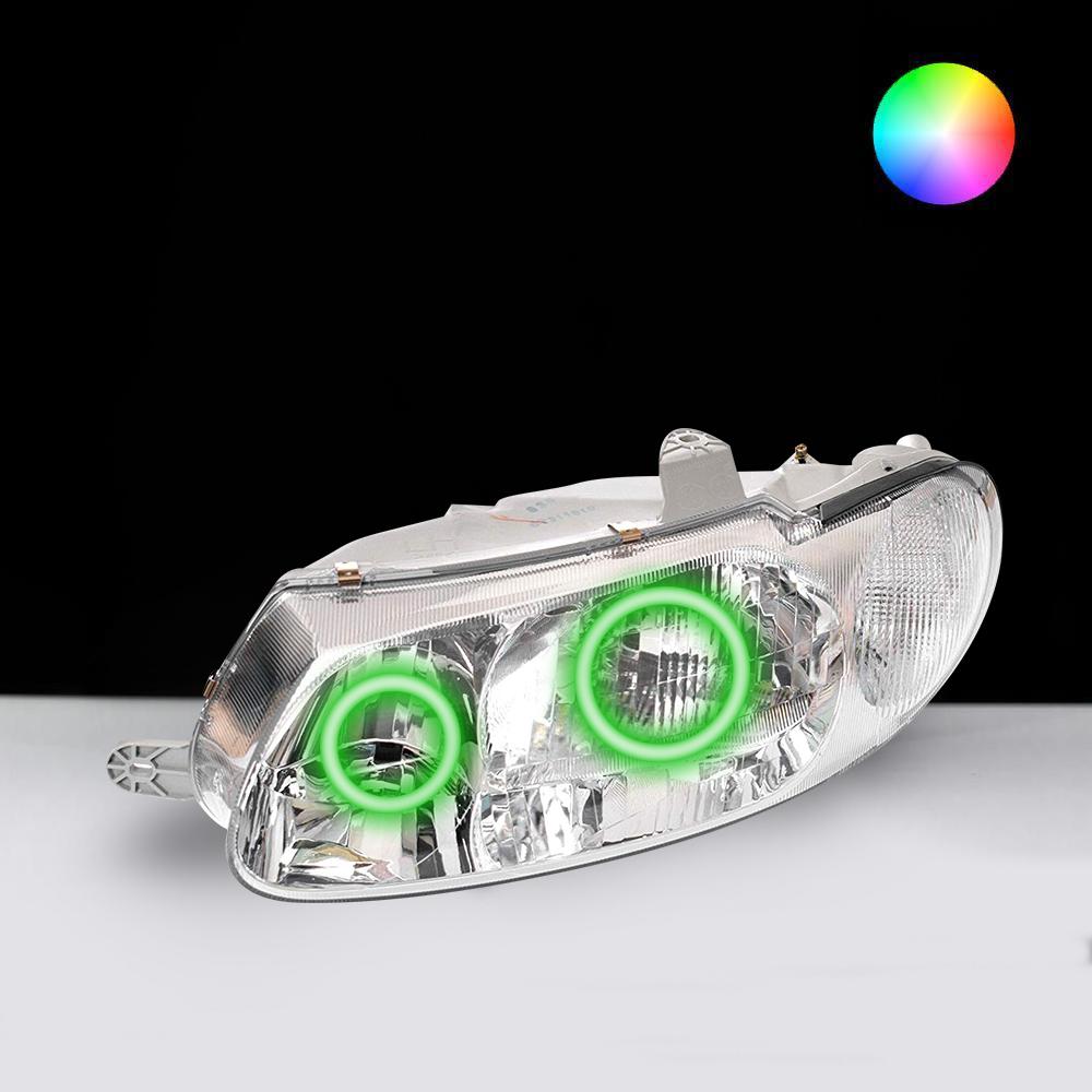 Holden VT Commodore with green LED halo headlights by Spectrum Angel Eyes