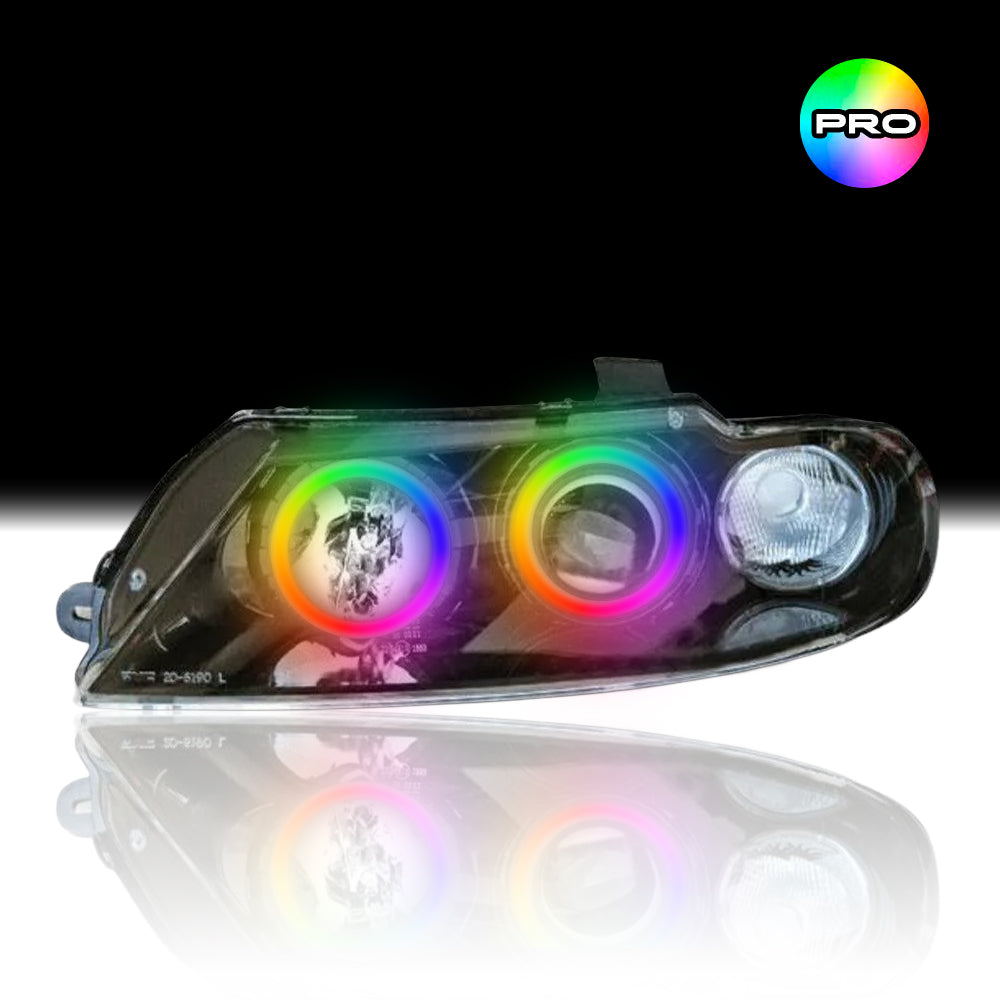 Custom RGB angel eye lights for Holden VX Berlina/Calais/HSV Altezza Headlights with RGBW colour-changing halo rings by Spectrum Angel Eyes