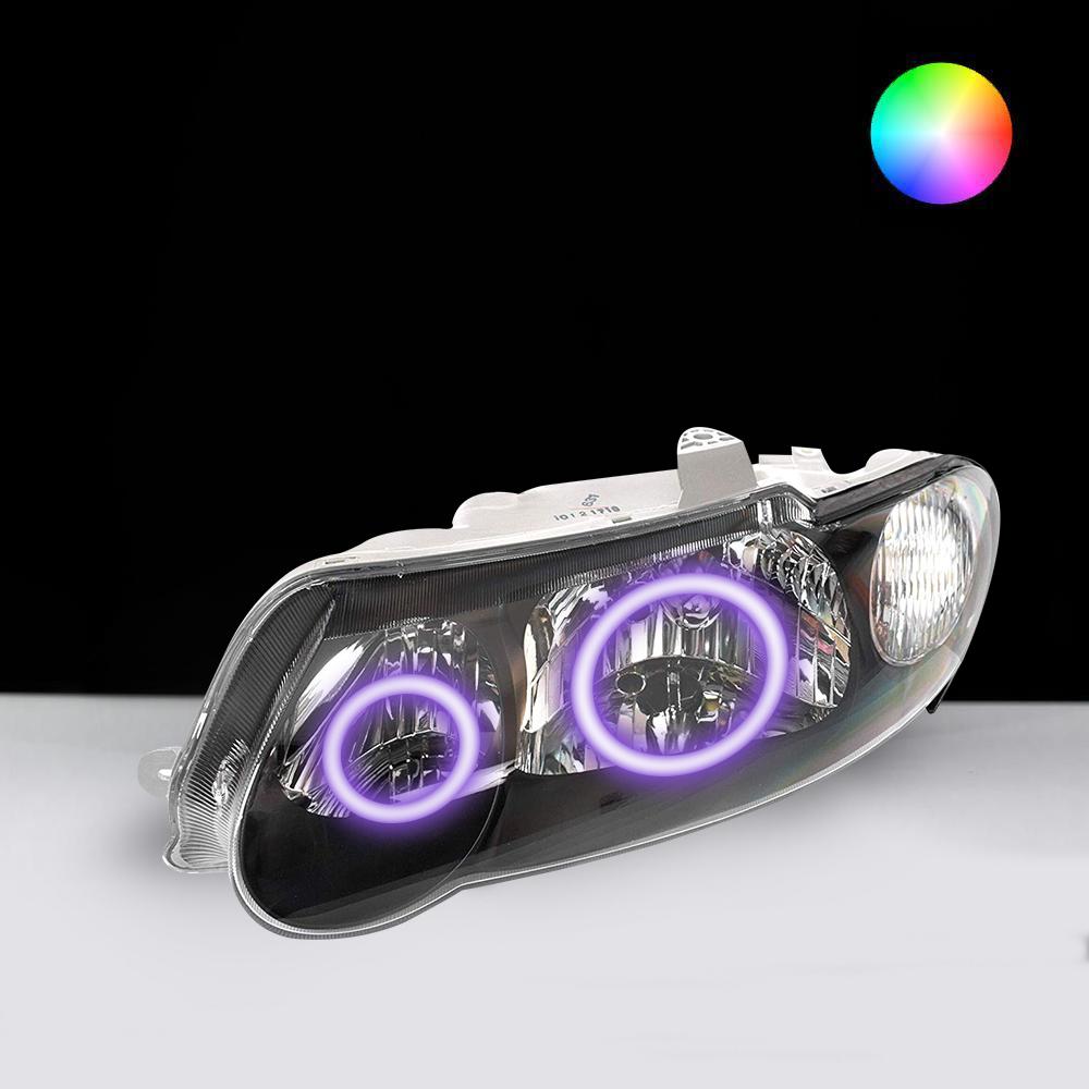 Holden VX Headlights with purple LED angel eye halo lights by Spectrum