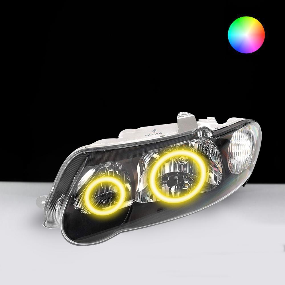 Holden VX Headlights with yellow LED angel eye halo lights by Spectrum