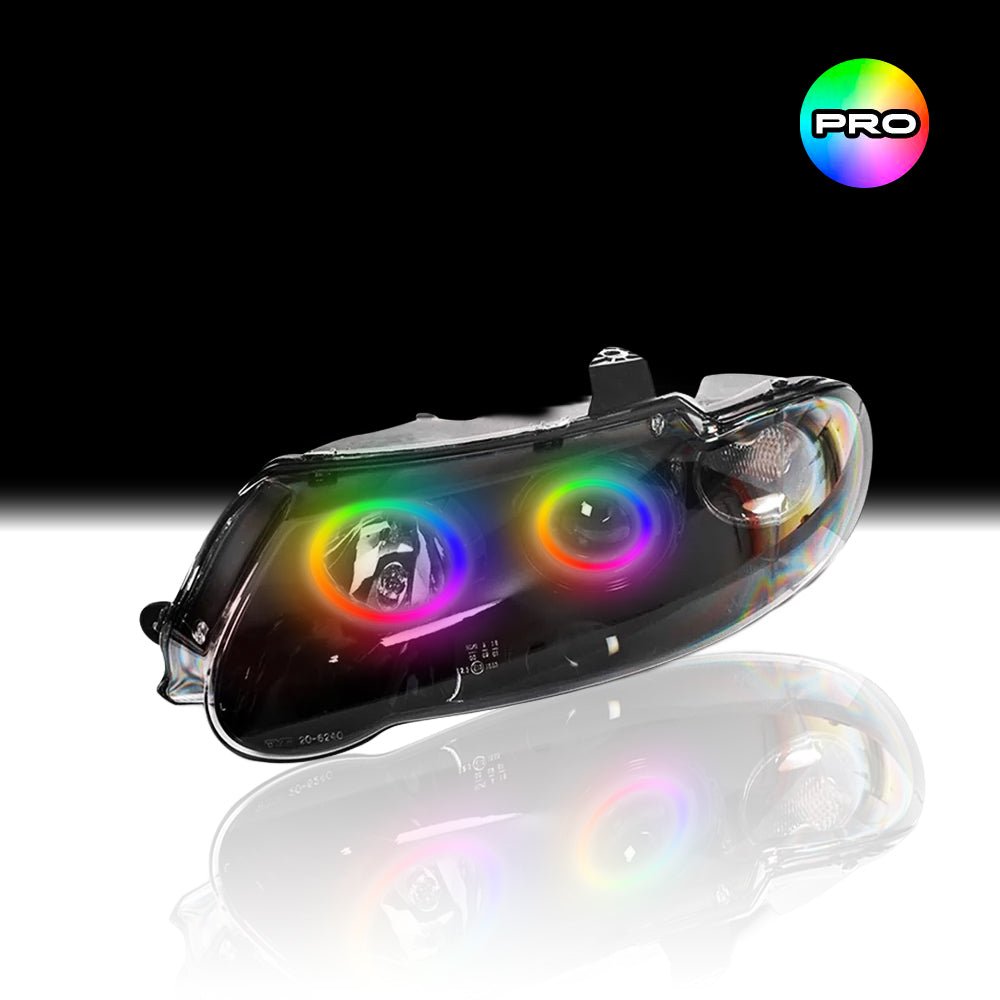 Custom RGB angel eye lights for Holden VX/VU Altezza Headlights with RGBW colour-changing halo rings by Spectrum Angel Eyes
