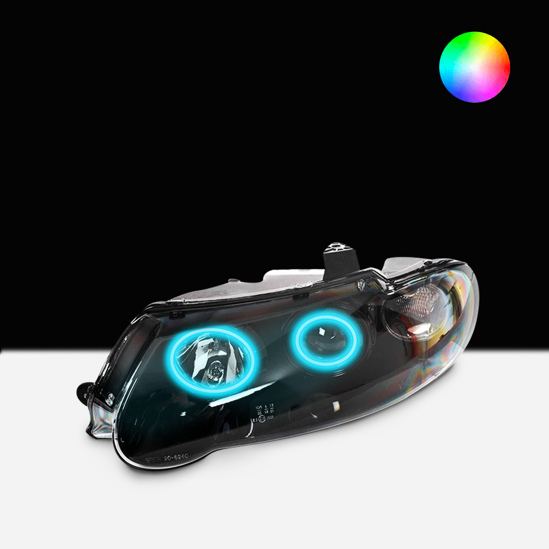 Holden VX/VU Altezza Headlights with cyan LED angel eye halo lights by Spectrum