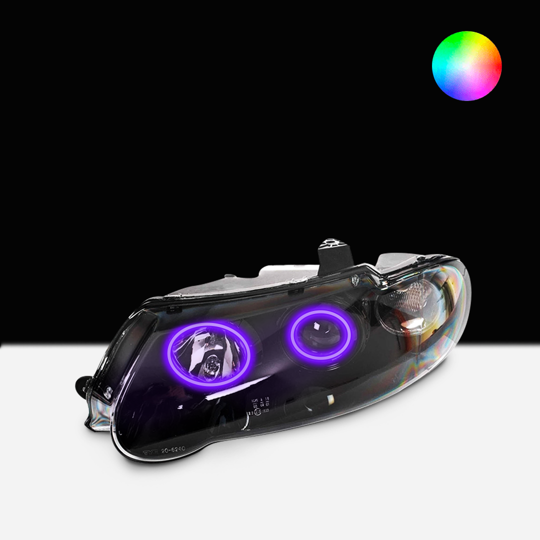 Holden VX/VU Altezza Headlights with purple LED angel eye halo lights by Spectrum