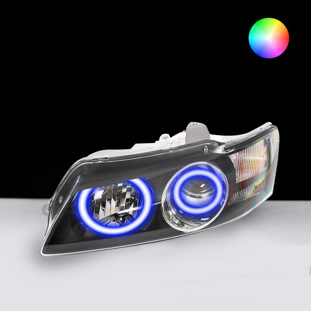 Holden VY Berlina/Calais/HSV Headlights with blue LED angel eye halo lights by Spectrum