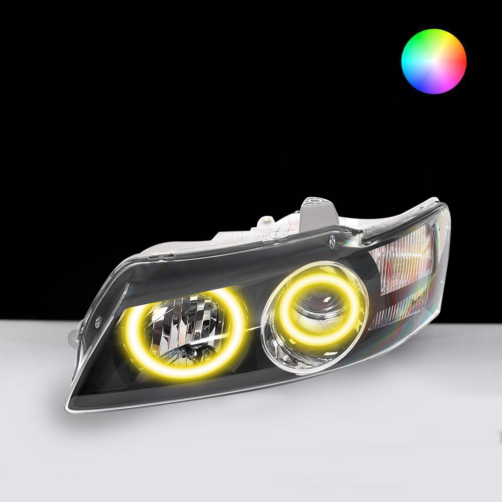 Holden VY Berlina/Calais/HSV Headlights with yellow LED angel eye halo lights by Spectrum