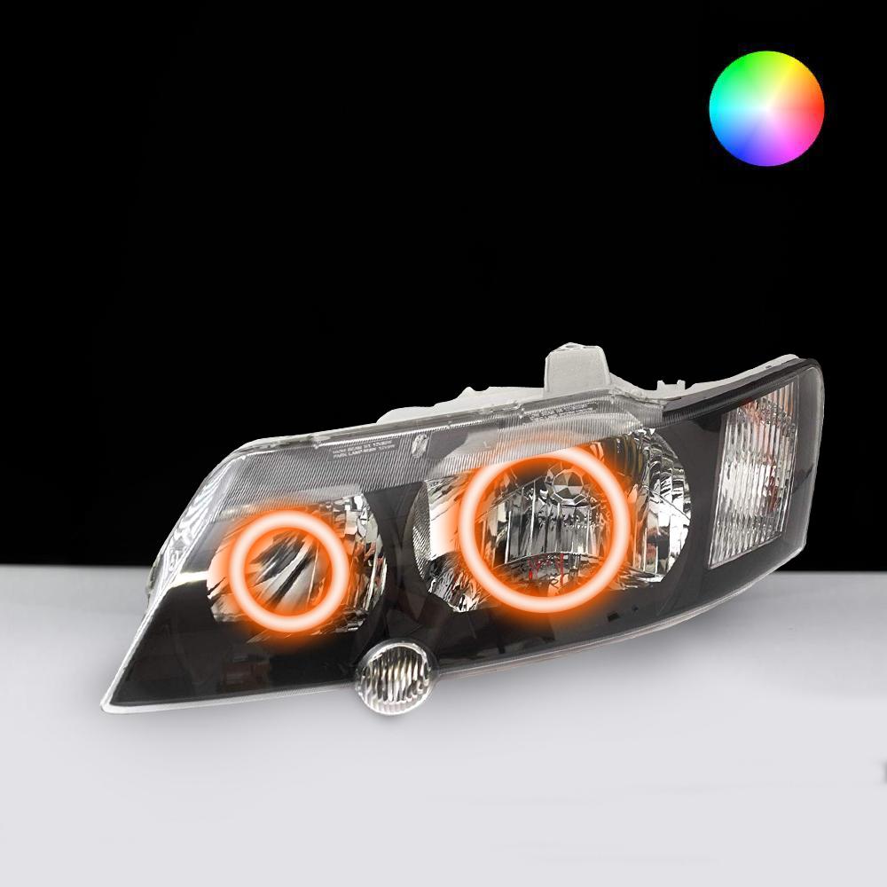 Holden VY SS Headlights with orange LED angel eye halo lights by Spectrum