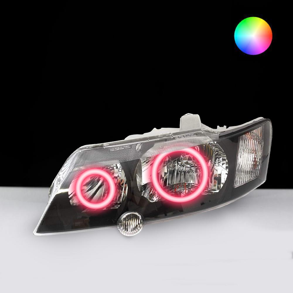 Holden VY SS Headlights with pink LED angel eye halo lights by Spectrum