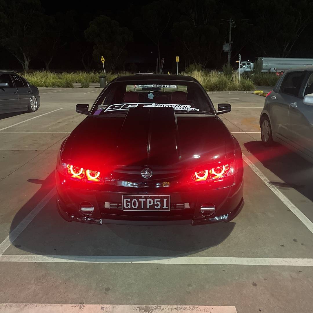 Holden VY SS Headlights with red LED angel eye halo lights by Spectrum