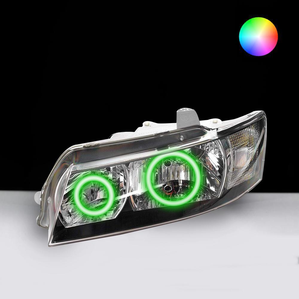 Holden VZ SV6 Headlights with green LED angel eye halo lights by Spectrum