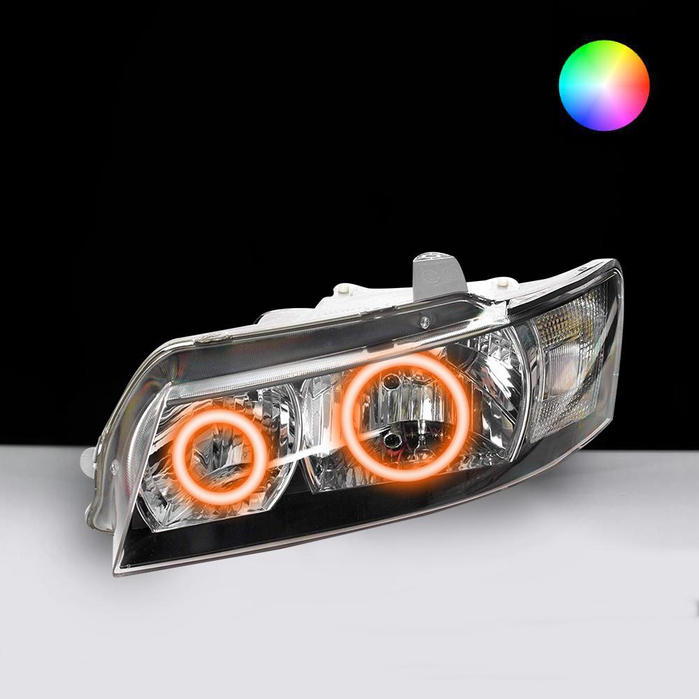 Holden VZ SV6 Headlights with orange LED angel eye halo lights by Spectrum
