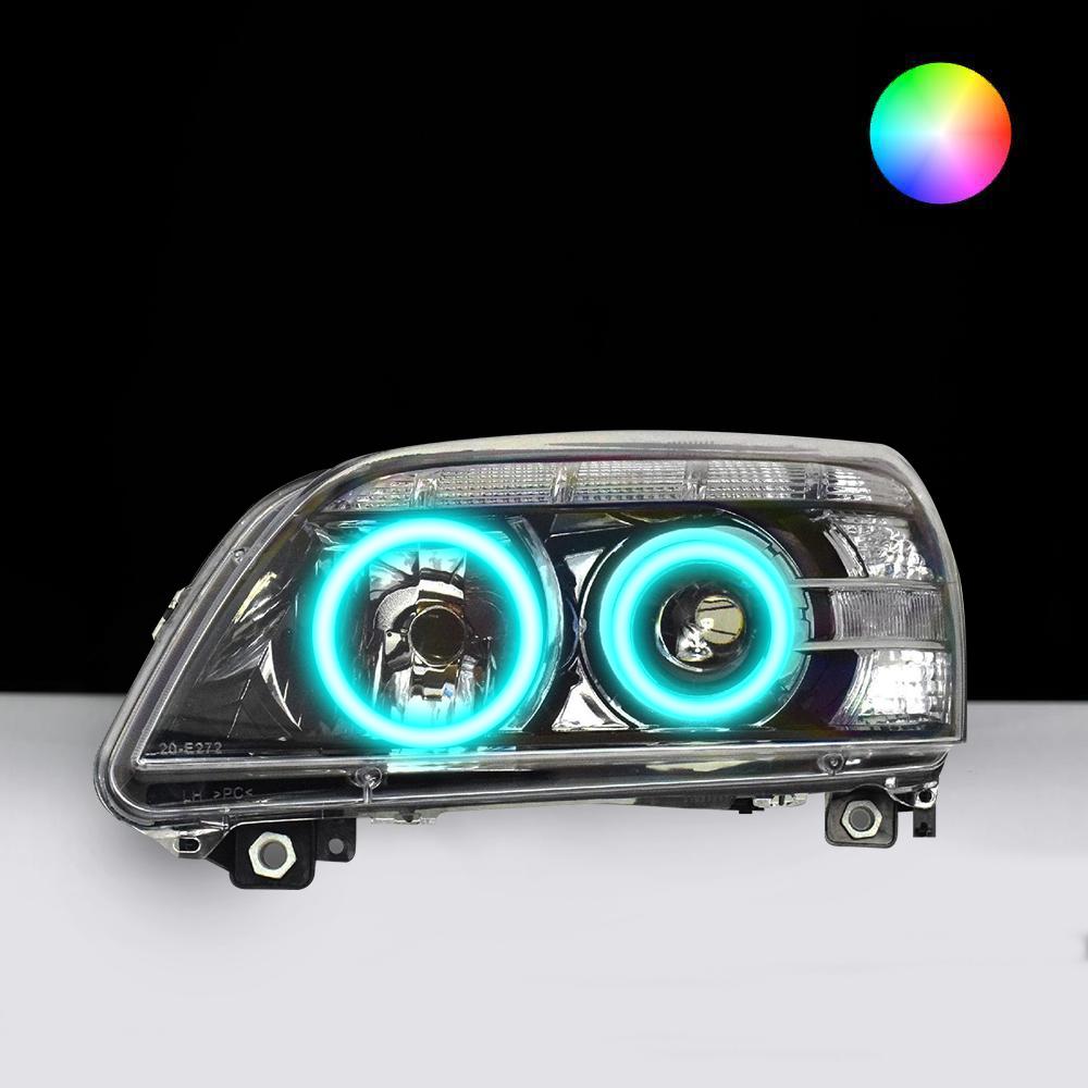 Holden WM/Statesman/Caprice/Grange Headlights with cyan LED angel eye halo lights by Spectrum