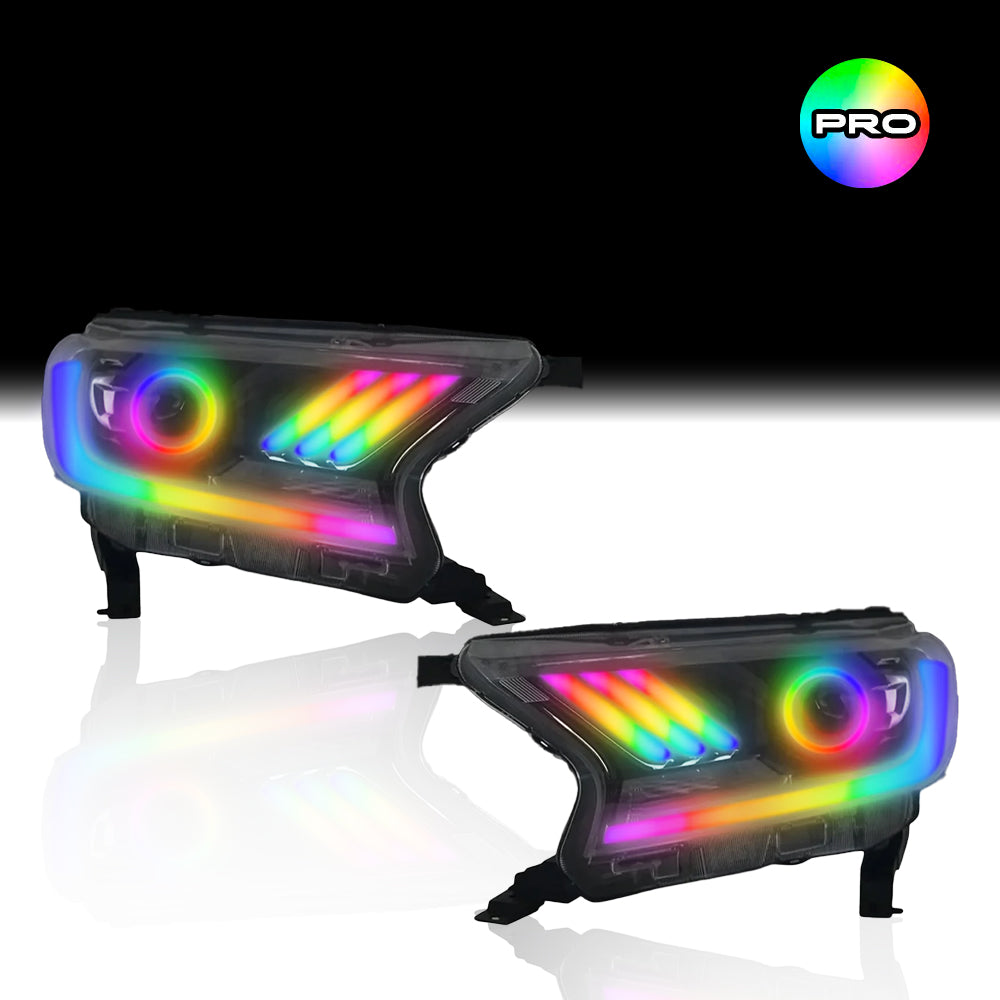 Ford Ranger 2015-2022 Mustang Style Angel Eye LED Headlights