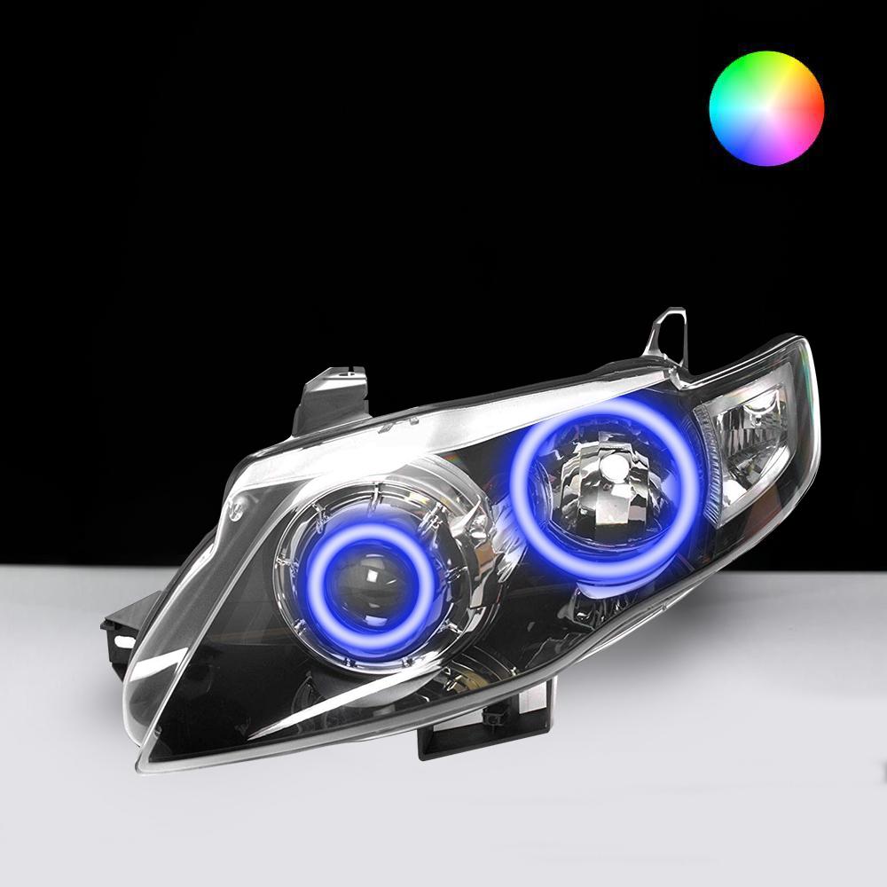 Ford FG MK2 G6 XT FPV Headlights with green LED angel eye halo lights by Spectrum