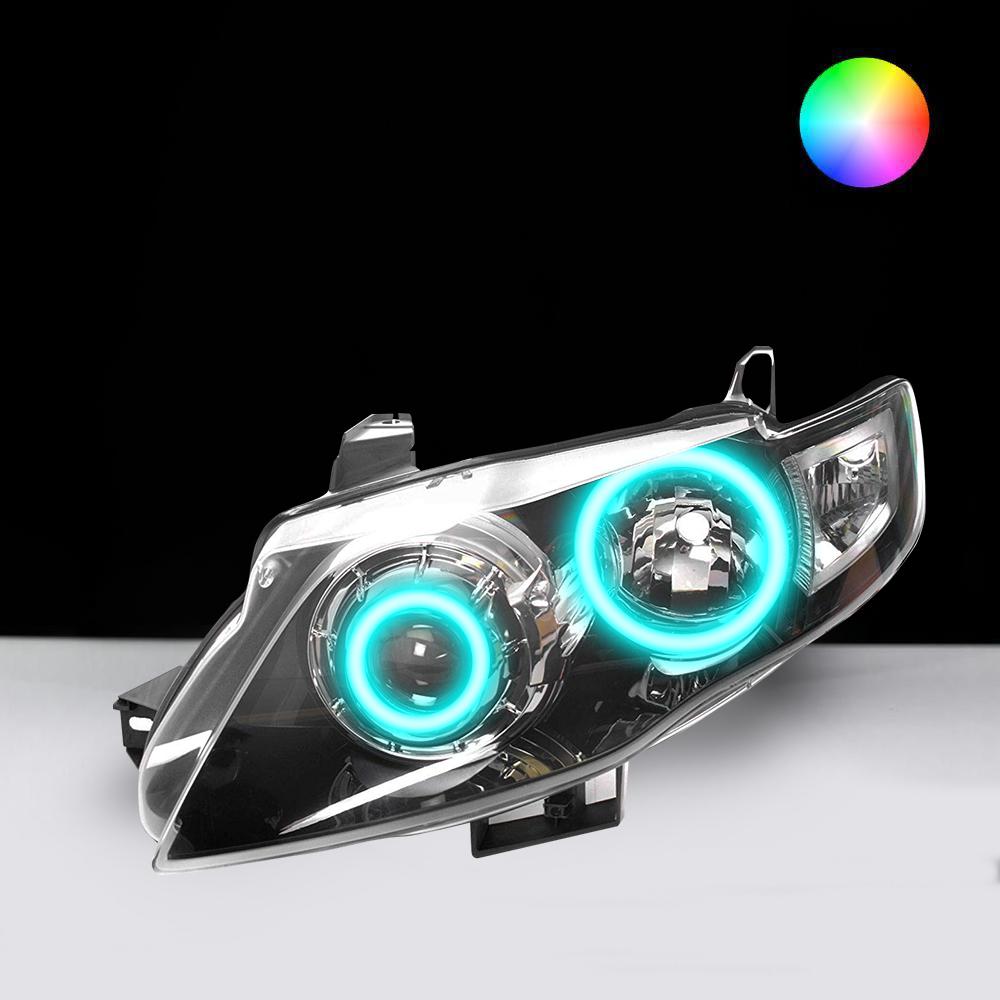 Ford FG MK2 G6 XT FPV Headlights with purple LED angel eye halo lights by Spectrum