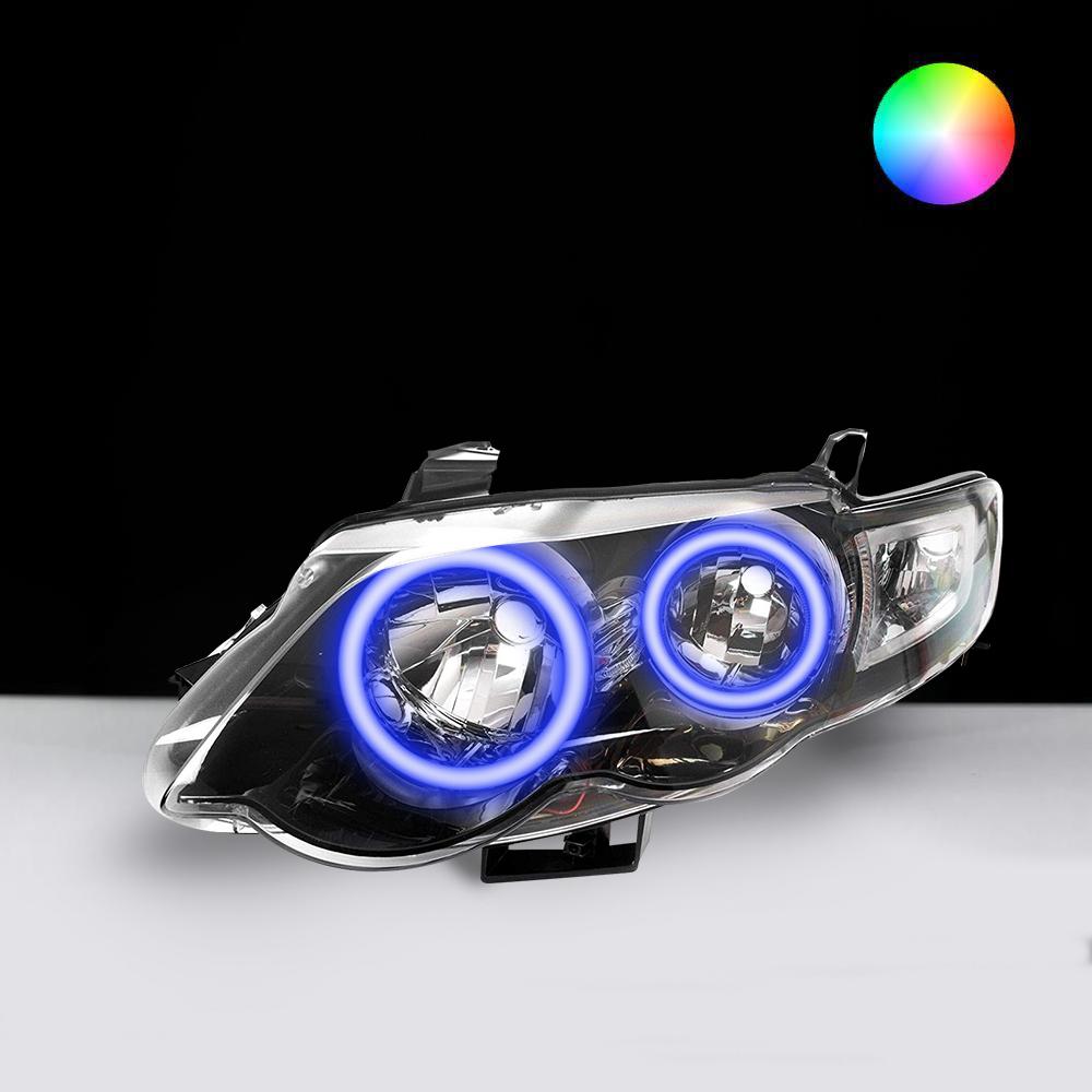 Ford FG XR6 XR8 MK1 Headlights with blue LED angel eye halo lights by Spectrum