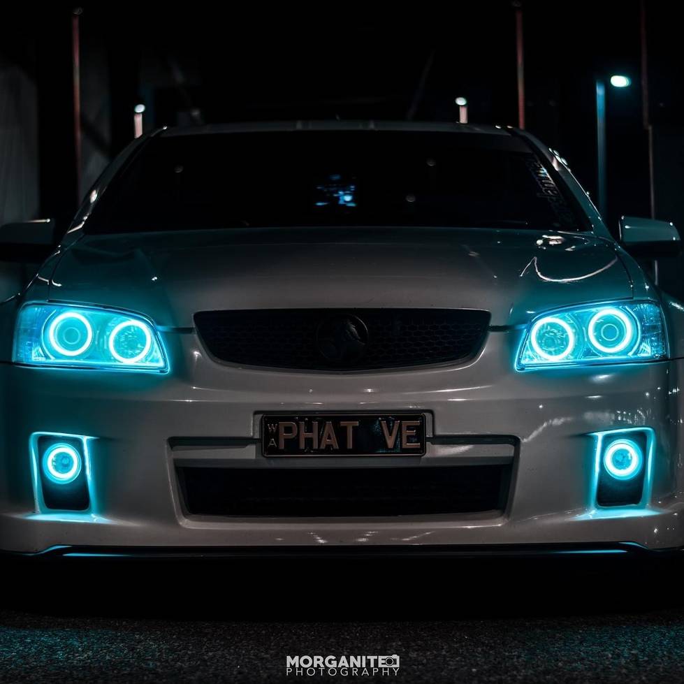 Holden VE Series 1 Fog Lights with cyan LED angel eye halo lights by Spectrum