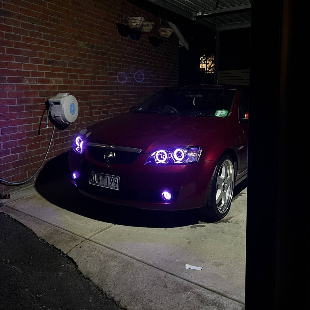 Holden VE Series 1 Fog Lights with purple LED angel eye halo lights by Spectrum