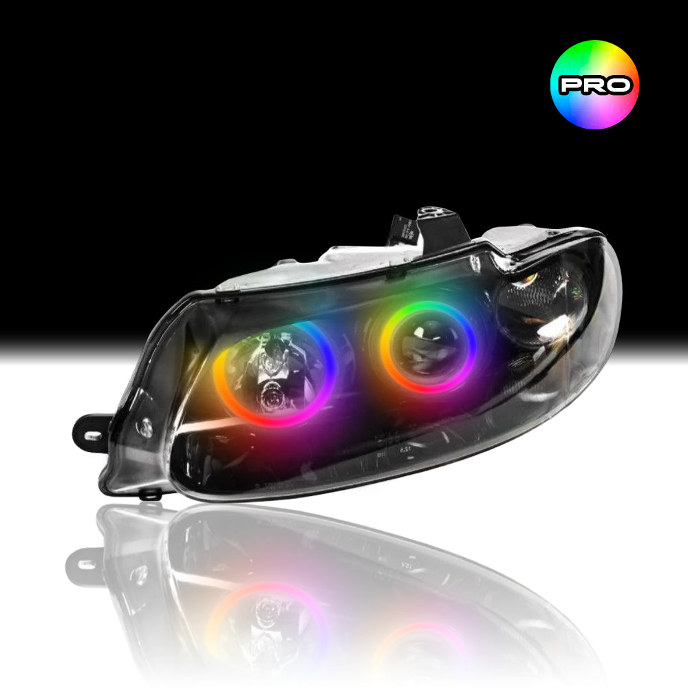 Custom RGB angel eye lights for Holden VT Altezza Headlights with RGBW colour-changing halo rings by Spectrum Angel Eyes