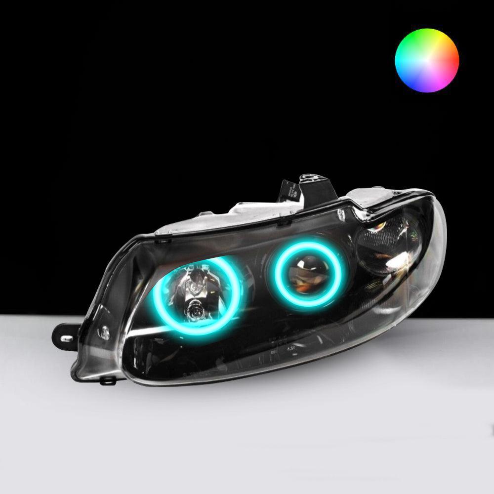 Holden VT Altezza Headlights with cyan LED angel eye halo lights by Spectrum