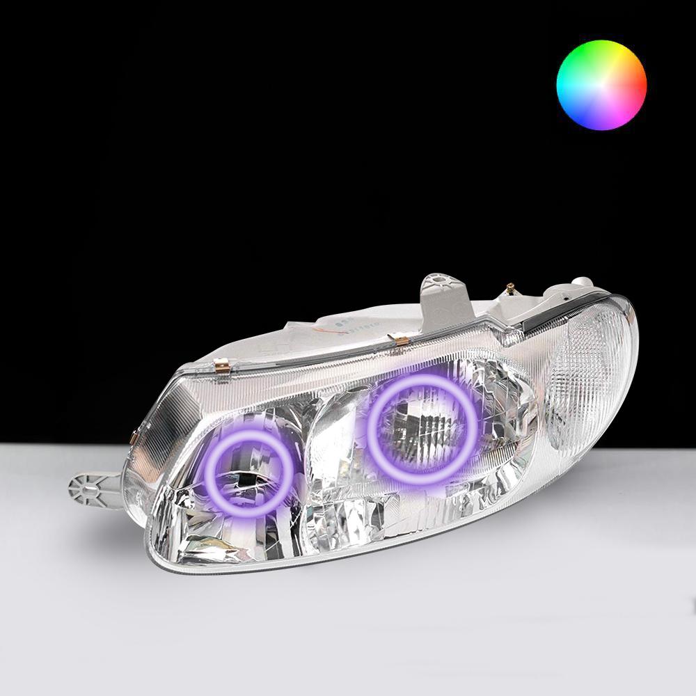 Holden VT Headlights with purple LED angel eye halo lights by Spectrum