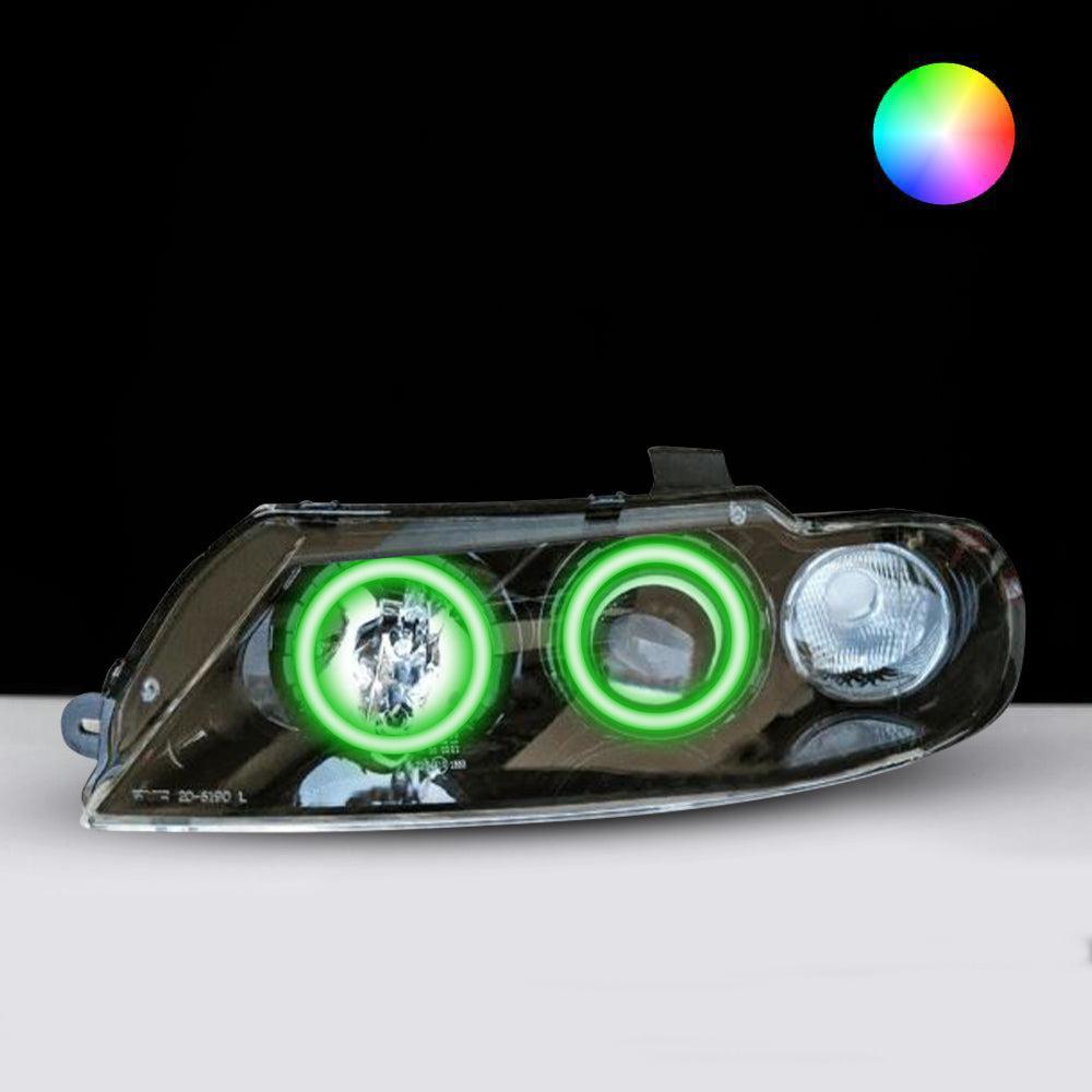 Holden VX Berlina/Calais/HSV Altezza Headlights with green LED angel eye halo lights by Spectrum