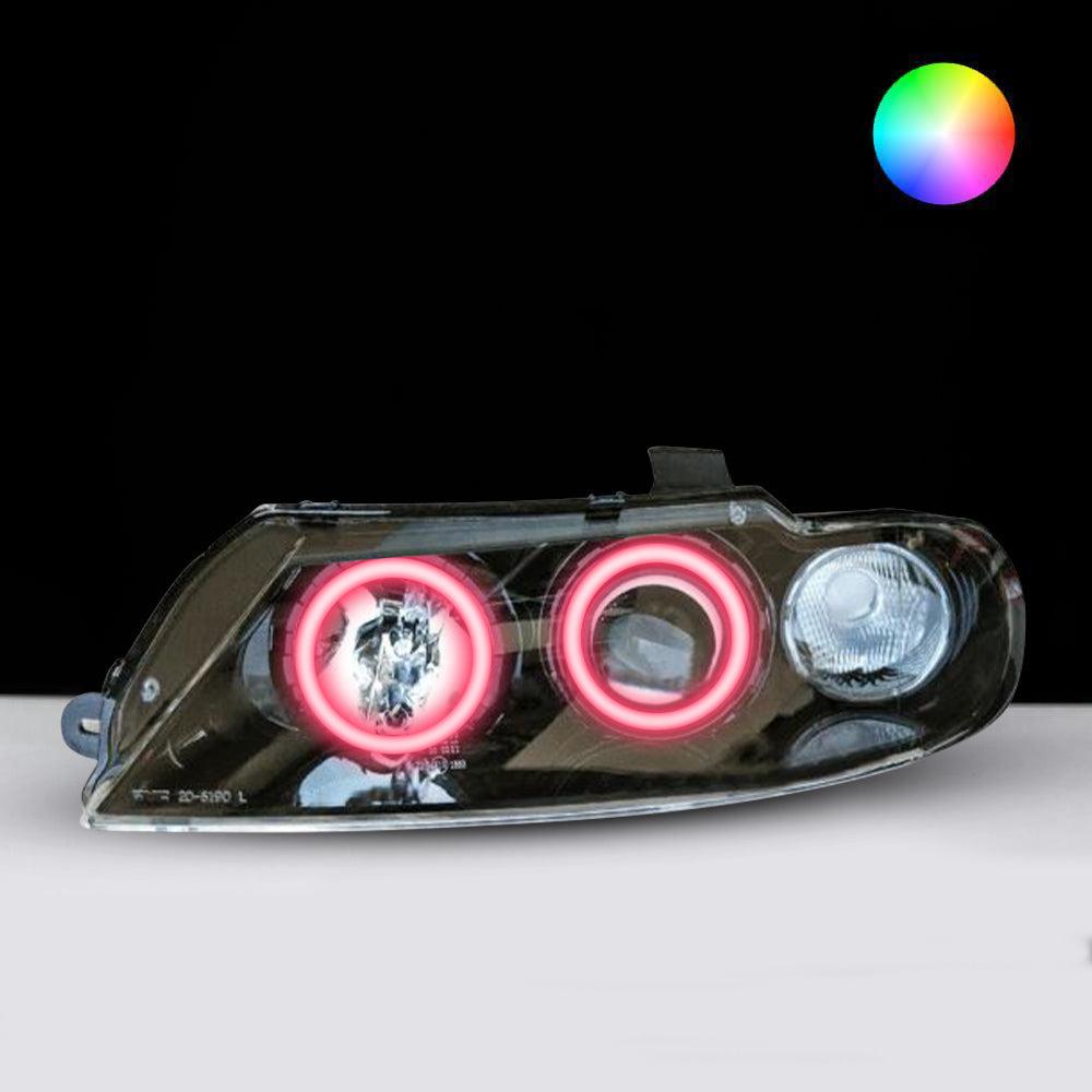 Holden VX Berlina/Calais/HSV Altezza Headlights with pink LED angel eye halo lights by Spectrum