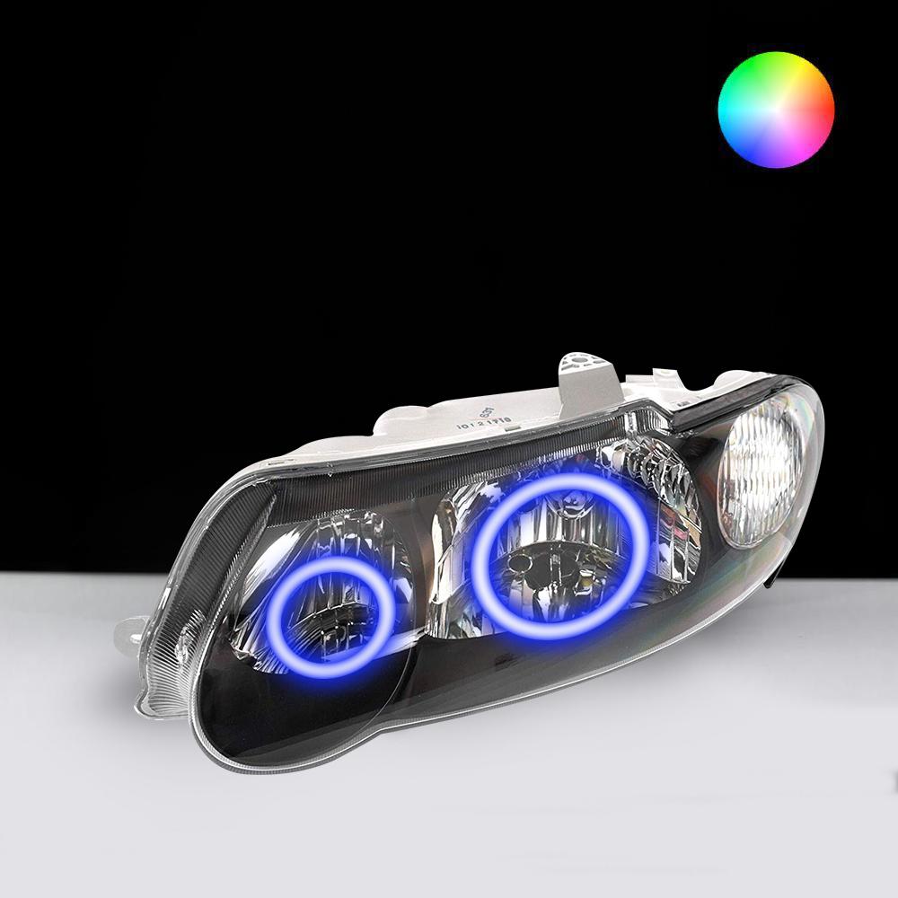 Holden VX Commodore with blue LED angel eye headlights glowing by Spectrum