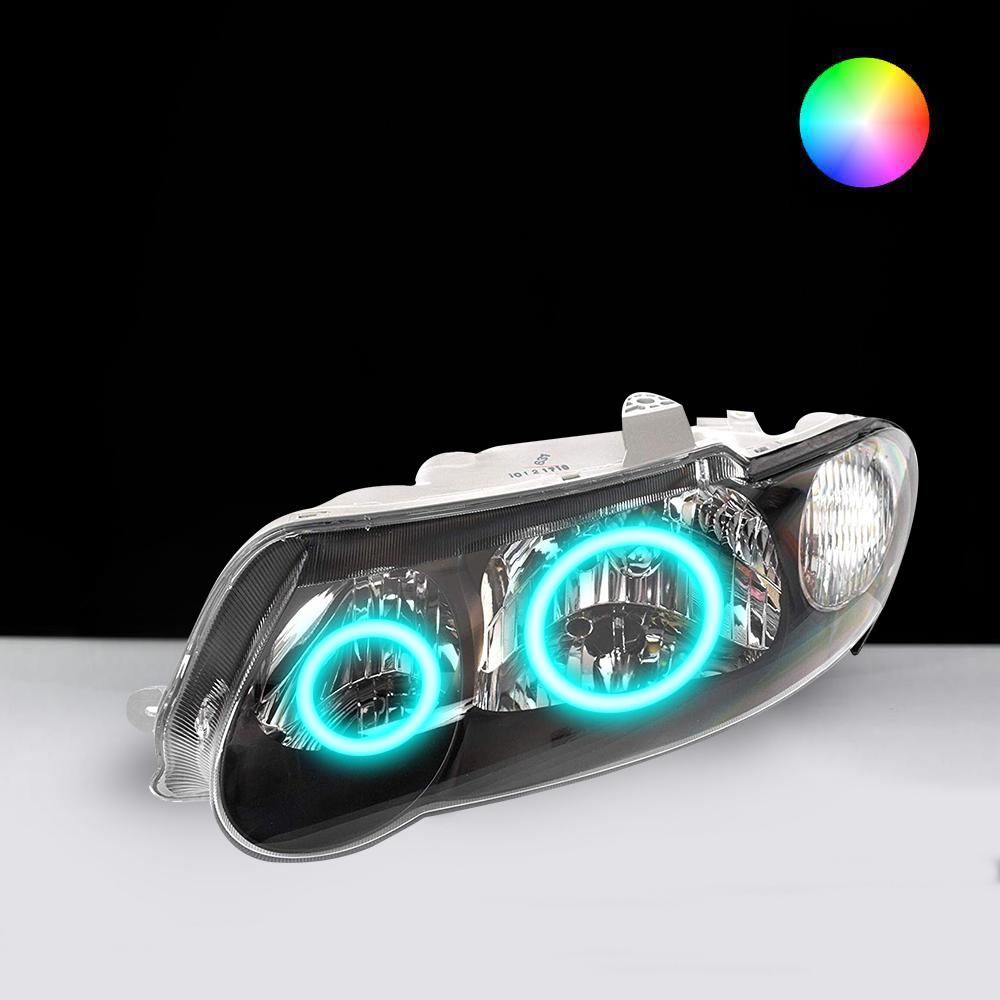 Holden VX Commodore with bright cyan LED angel eye headlights by Spectrum