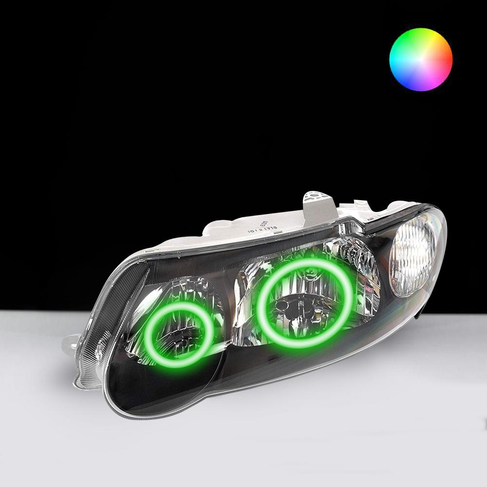 Holden VX Headlights with green LED angel eye halo lights by Spectrum