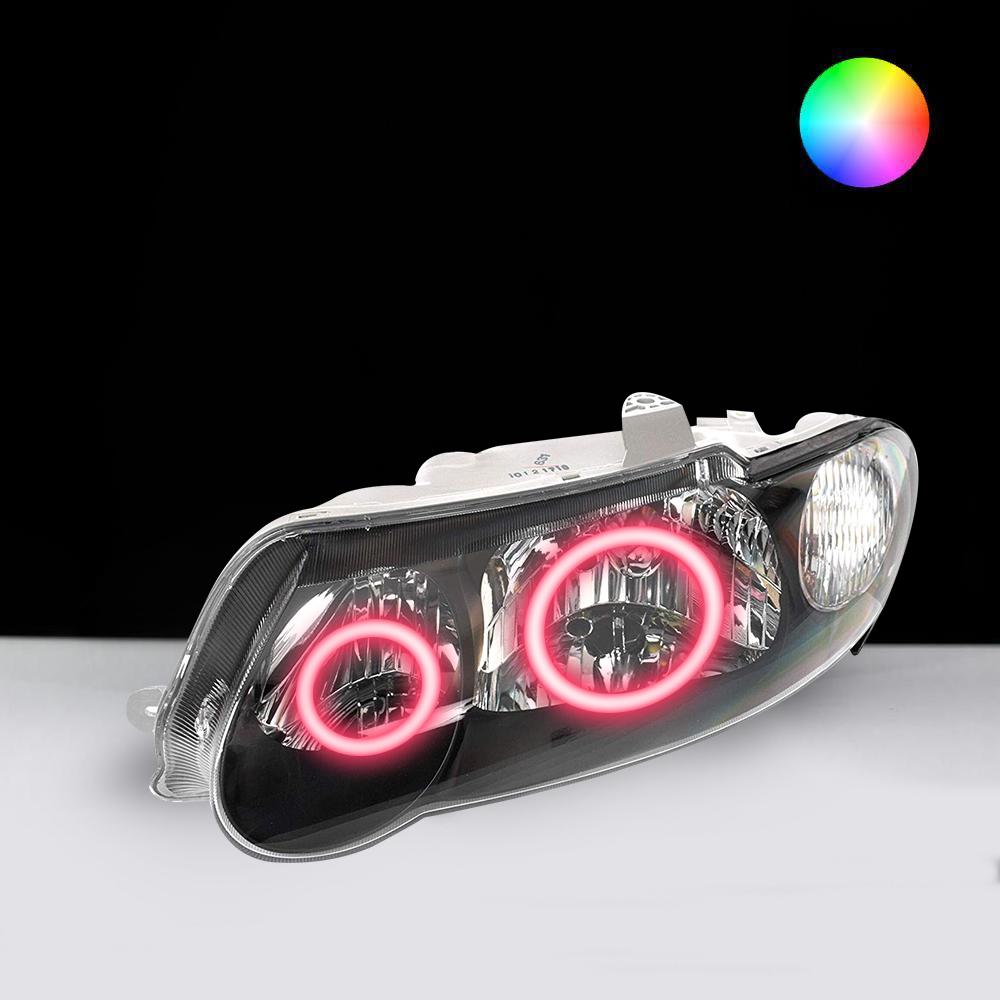Holden VX Headlights with pink LED angel eye halo lights by Spectrum