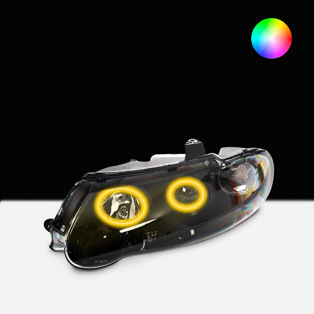 Holden VX/VU Altezza Headlights with yellow LED angel eye halo lights by Spectrum
