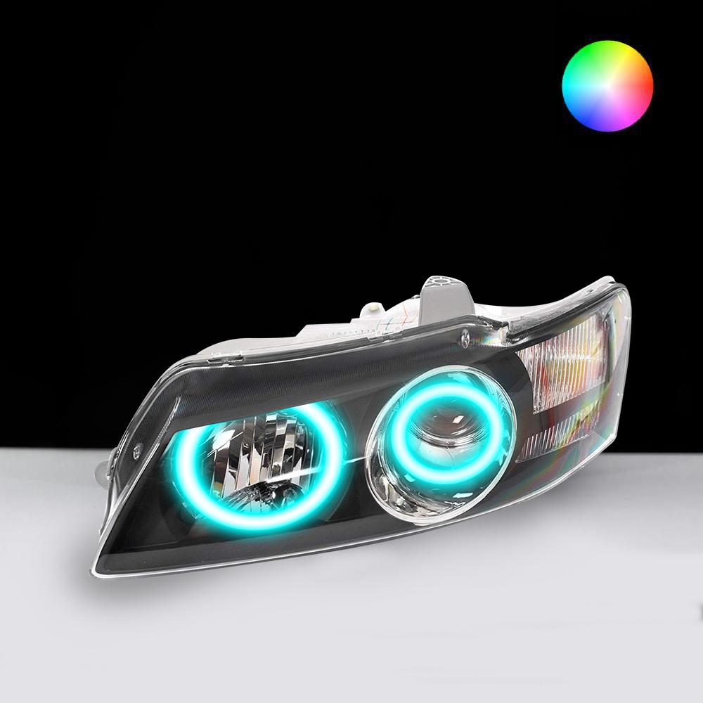 Holden VY Berlina/Calais/HSV Headlights with cyan LED angel eye halo lights by Spectrum