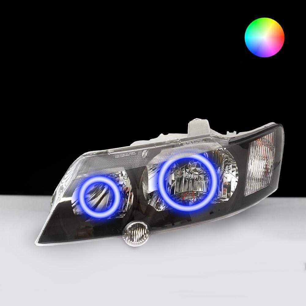 Holden VY SS Headlights with blue LED angel eye halo lights by Spectrum