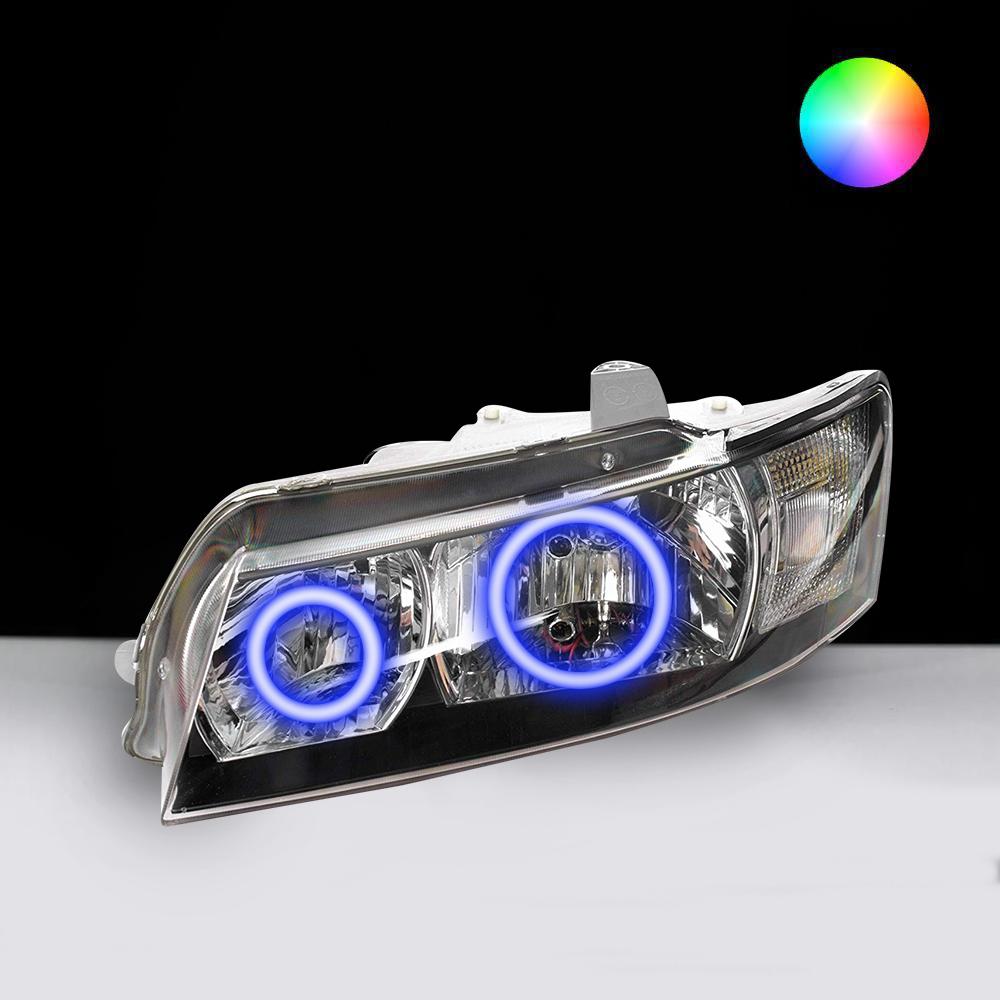 Holden VZ SV6 Headlights with blue LED angel eye halo lights by Spectrum
