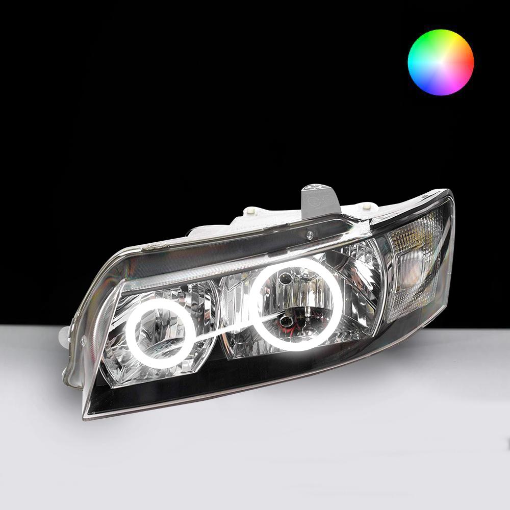 Holden VZ SV6 Headlights with white LED angel eye halo lights by Spectrum