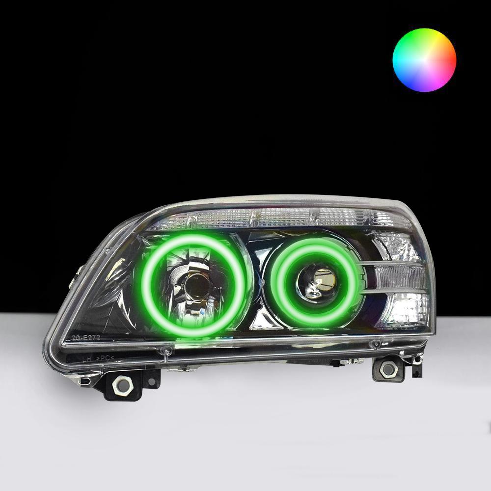 Holden WM/Statesman/Caprice/Grange Headlights with green LED angel eye halo lights by Spectrum